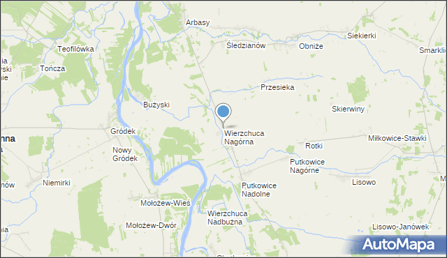 mapa Wierzchuca Nagórna, Wierzchuca Nagórna na mapie Targeo